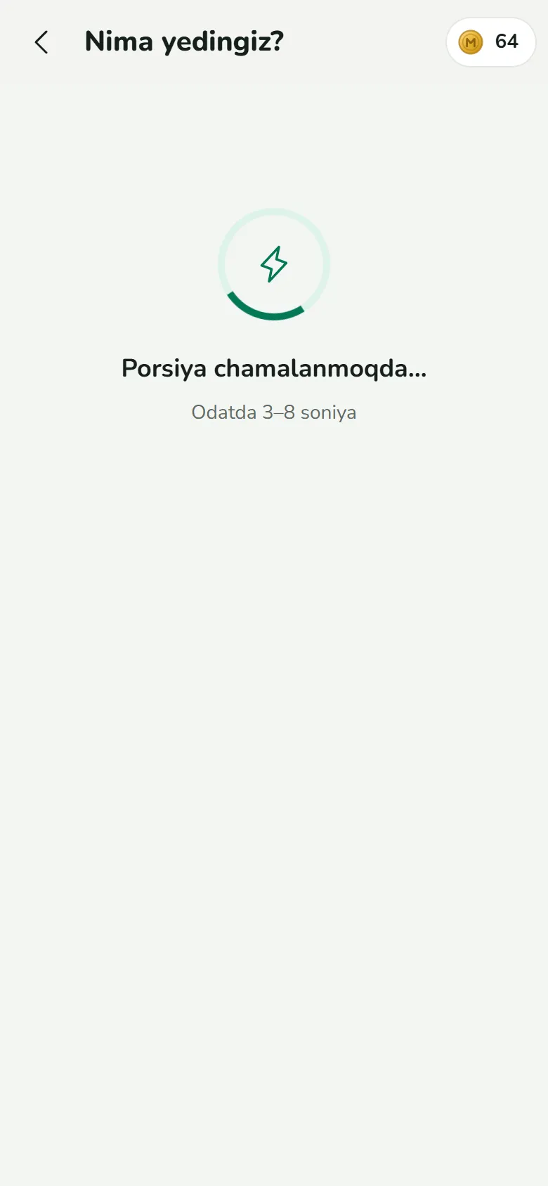 Porsiya chamalanmoqda — 3–8 soniya